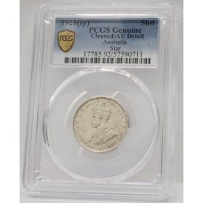 AUSTRALIA 1921 . ONE 1 SHILLING . STAR . PCGS GENUINE